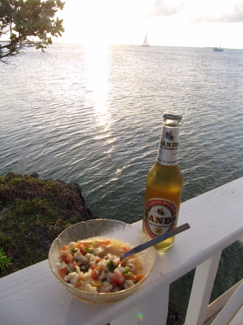 Conch Salad and beer